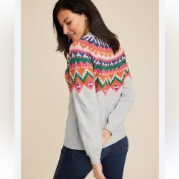 Maurices Multicolor Patterned Crew Neck Sweater - Picture 2 of 9